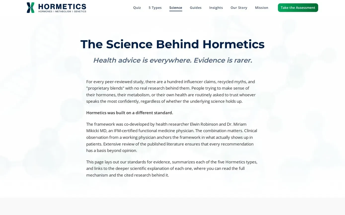 Science page of hormetics.health